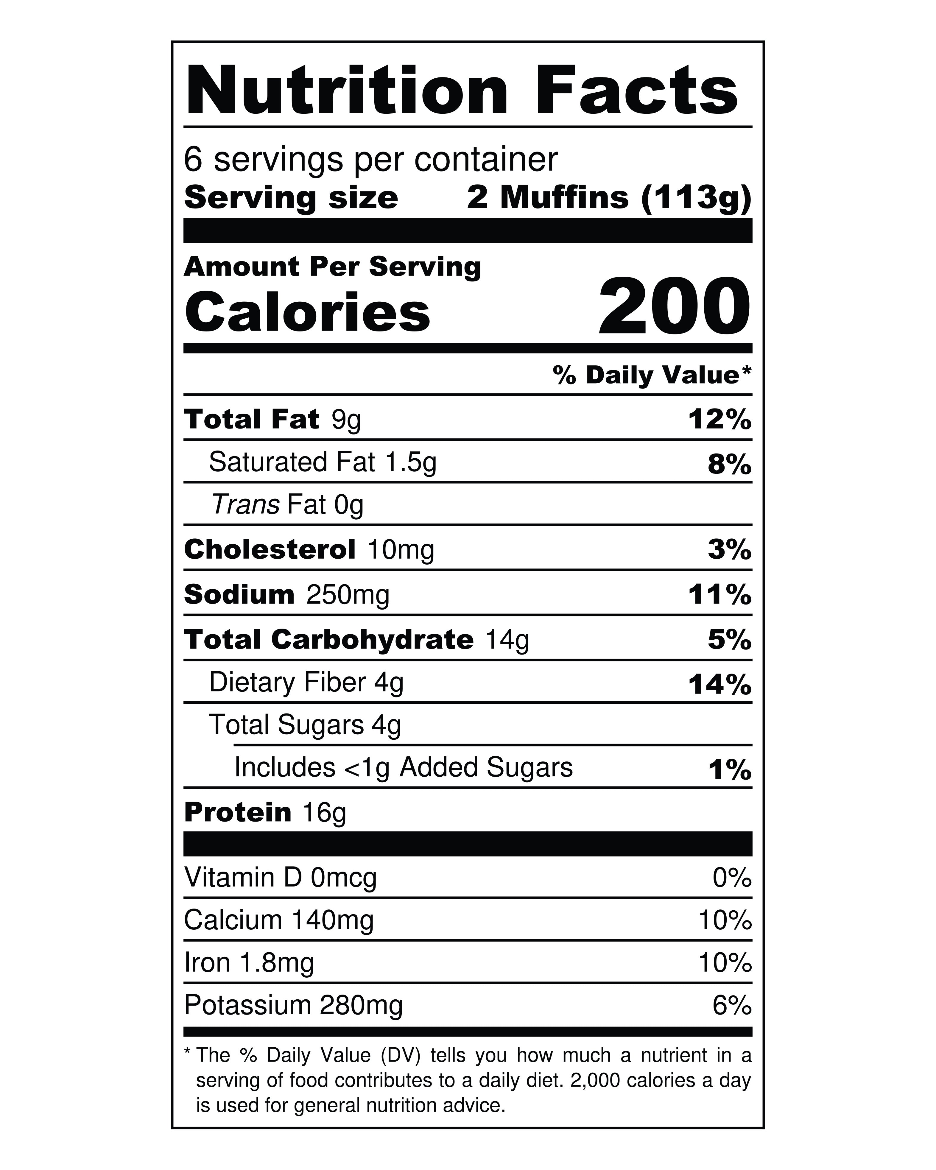 Pumpkin nutritional label