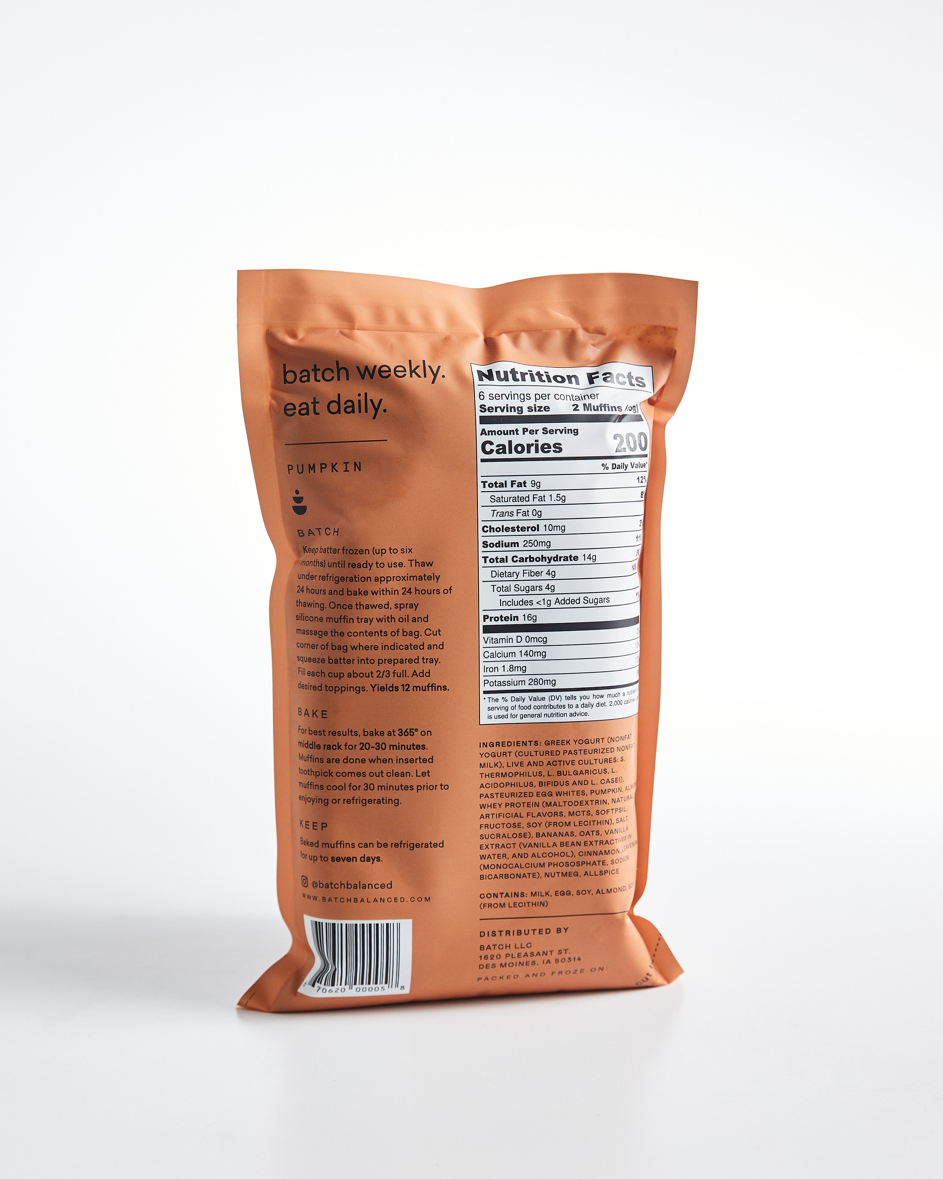 Back of pumpkin batch package with nutritional label